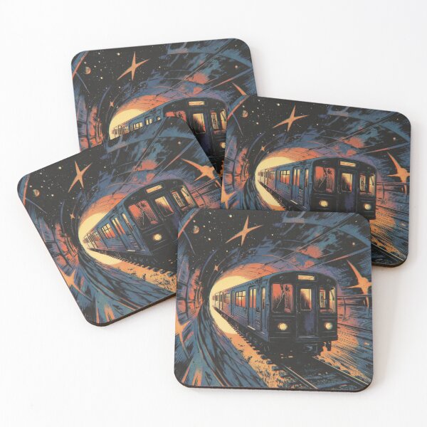 Item preview, Retro Psychedelic Cosmic Subway Train – "Interstellar Commute" Vintage Sci-Fi Comic Art designed and sold by DeluluWear.