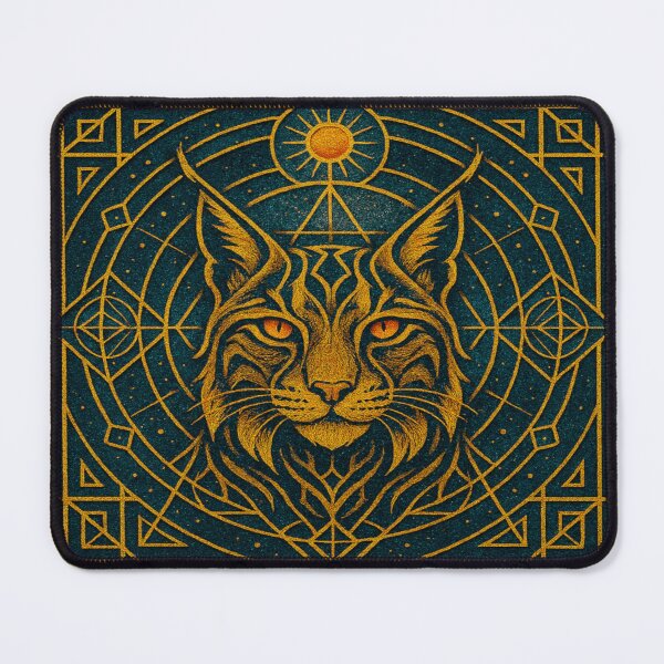 Item preview, Iberian Lynx in Golden Sacred Geometry designed and sold by LaraVisionsArts.