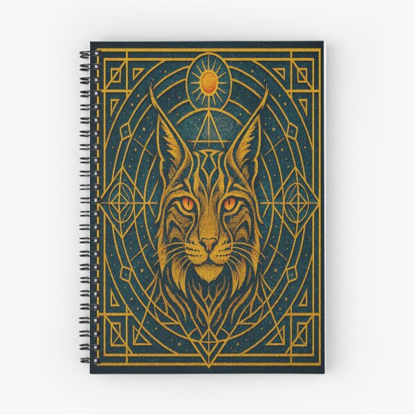 Item preview, Iberian Lynx in Golden Sacred Geometry designed and sold by LaraVisionsArts.