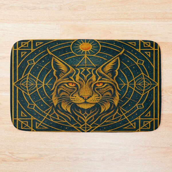 Item preview, Iberian Lynx in Golden Sacred Geometry designed and sold by LaraVisionsArts.