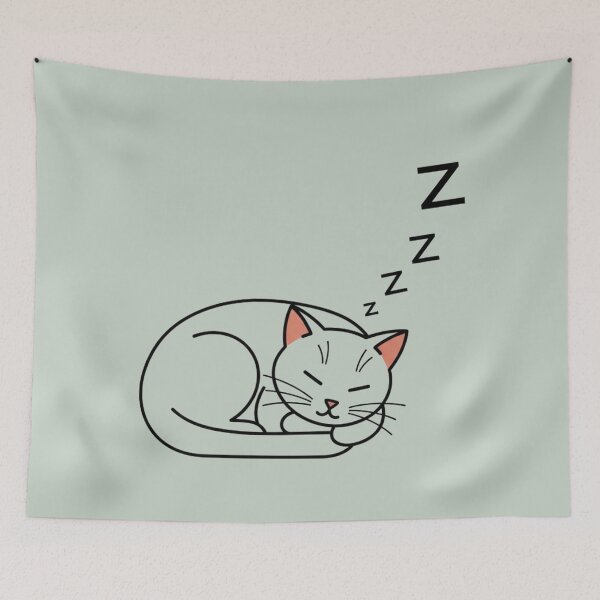 Item preview, Minimalist Sleeping Black Cat Doodle | Cozy Nap Time Kitty Line Art designed and sold by LoveDesignMania.
