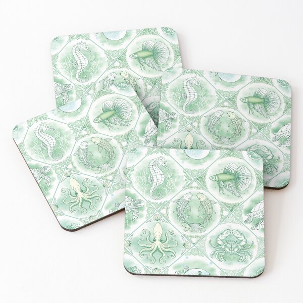 Item preview, Oceanic Dreamscape Delft Tiles - Emerald Tide. designed and sold by Carina Parry Studios.