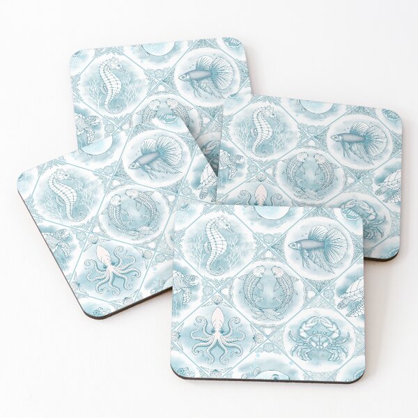 Item preview, Oceanic Dreamscape Delft Tiles - Aquamarine Shore designed and sold by Carina Parry Studios.