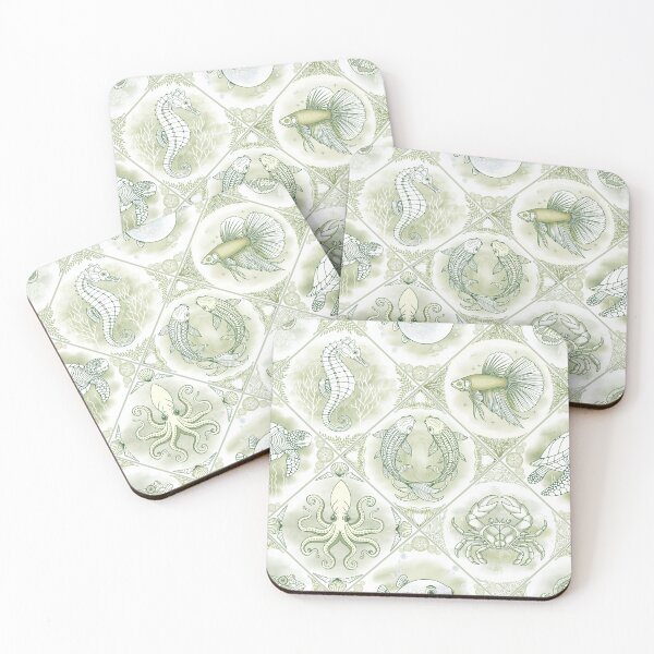 Item preview, Oceanic Dreamscape Delft Tiles - Seafoam Sage designed and sold by Carina Parry Studios.