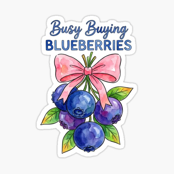 Item preview, Watercolor Blueberry Bouquet with Pink Ribbon Bow designed and sold by LunaPixelStudio.
