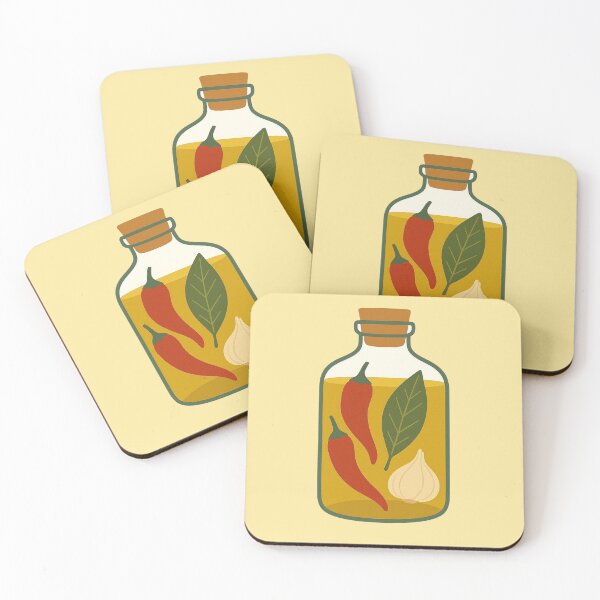 Item preview, Spicy Infused Oil with Red Chilies, Bay Leaves and Garlic – Mediterranean Kitchen Art Print. designed and sold by Aloloco.