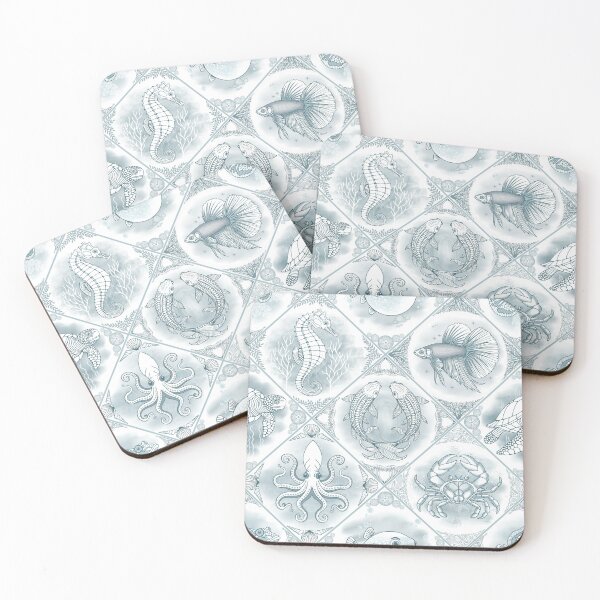 Item preview, Oceanic Dreamscape Delft Tiles - Morning Mist  designed and sold by Carina Parry Studios.