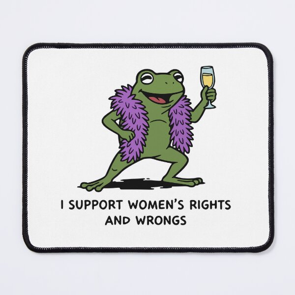 Item preview, Cute Sassy Feminist Frog with Champagne - I Support Women's Rights and Wrongs designed and sold by Floomart.