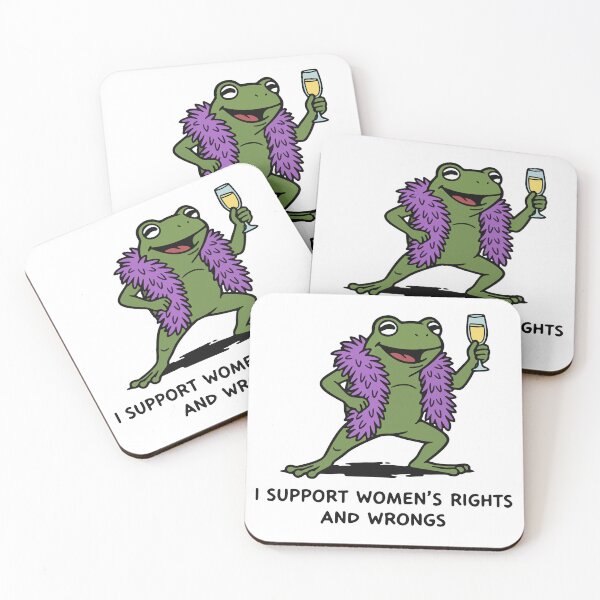 Item preview, Cute Sassy Feminist Frog with Champagne - I Support Women's Rights and Wrongs  designed and sold by Floomart.