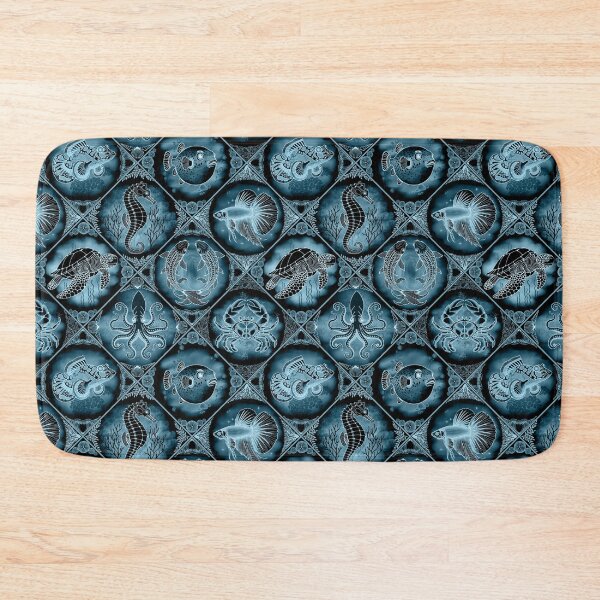 Item preview, Oceanic Dreamscape Delft Tiles - Bioluminescent Midnight designed and sold by Carina Parry Studios.