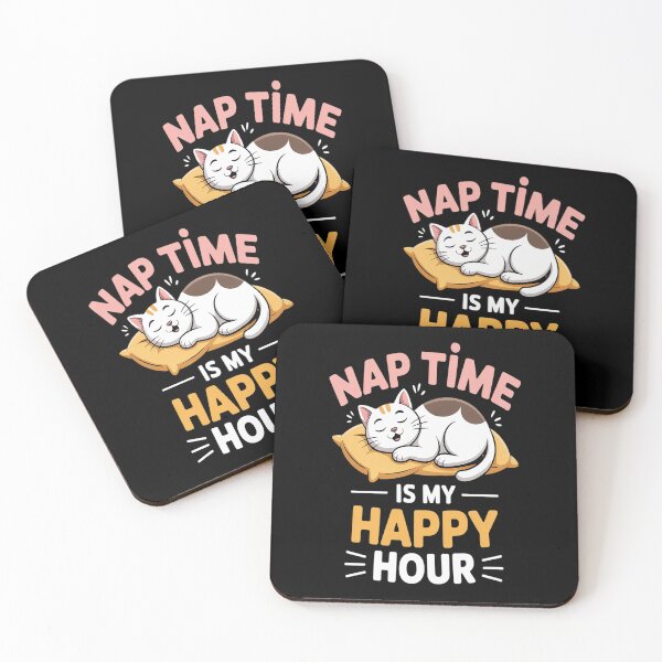 Item preview, Nap Time Is My Happy Hour Cute Sleeping Lazy Tired Cat designed and sold by CottonCandyPrin.