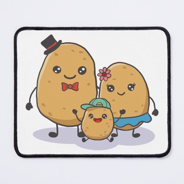 Item preview, Happy Potato Family Portrait - Cute Kawaii Food Characters with Top Hat and Bowtie Illustration designed and sold by Potattoo.