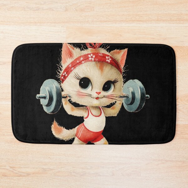 Item preview, Vintage kitten working out designed and sold by MendaciousMina.