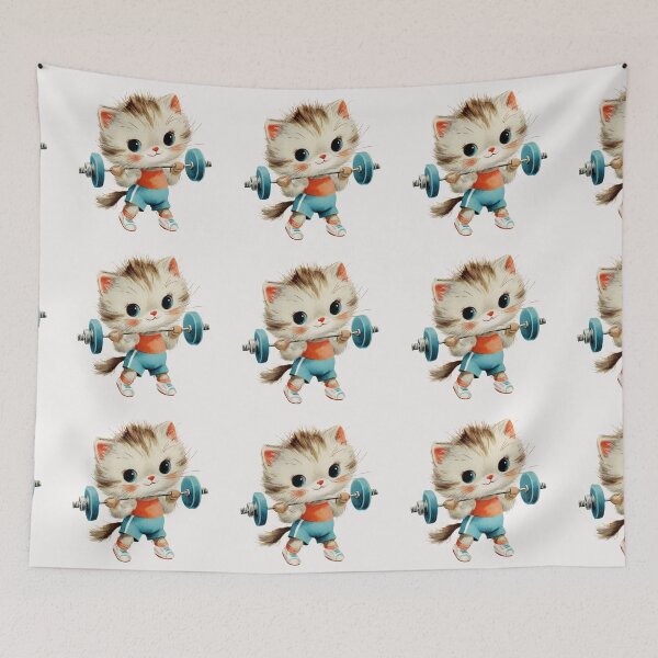 Item preview, Vintage kitten working out designed and sold by MendaciousMina.