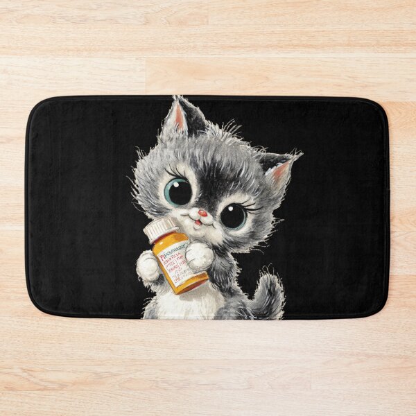 Item preview, Vintage kitten with prescription medication bottle designed and sold by MendaciousMina.