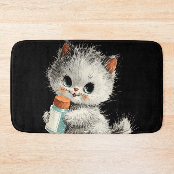 Item preview, Vintage kitten with prescription medication bottle designed and sold by MendaciousMina.