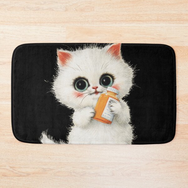 Item preview, Vintage kitten with prescription medication bottle designed and sold by MendaciousMina.