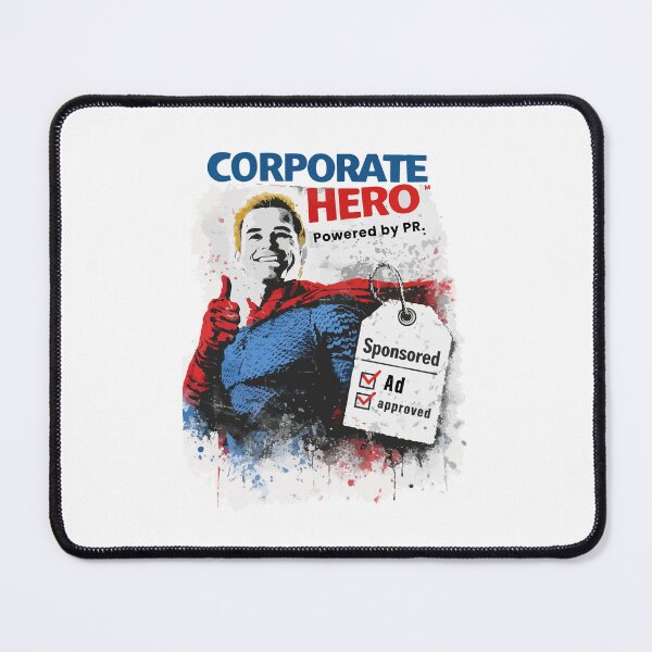 Item preview, Corporate Hero™ — Powered by PR (Sponsored Superhero Satire) designed and sold by BeetleDots.