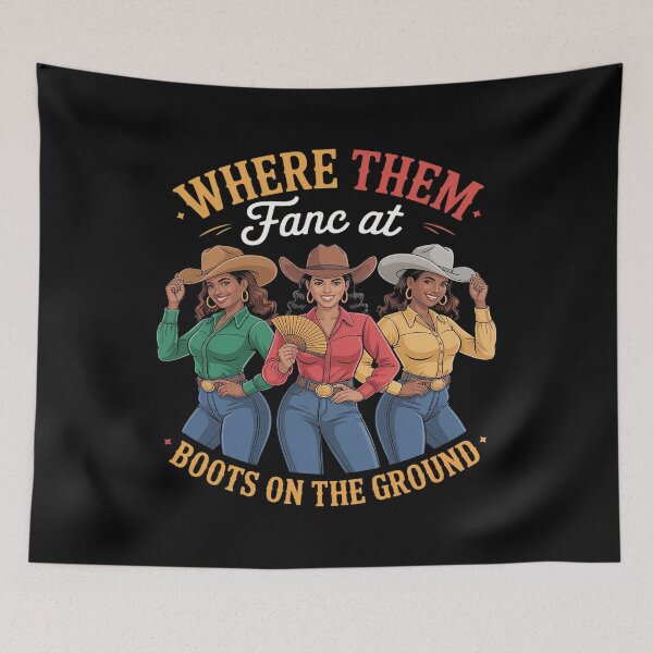 Item preview, Where Them Fans At Boots On The Ground Black Cowgirl Western designed and sold by FluoroWave.