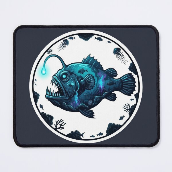 Item preview, Mysterious Anglerfish Deep Sea Double Exposure Blue Art designed and sold by CANDO ART STORE.