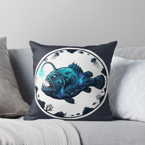 Item preview, Mysterious Anglerfish Deep Sea Double Exposure Blue Art designed and sold by CANDO ART STORE.