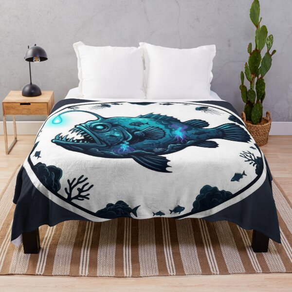 Item preview, Mysterious Anglerfish Deep Sea Double Exposure Blue Art designed and sold by CANDO ART STORE.