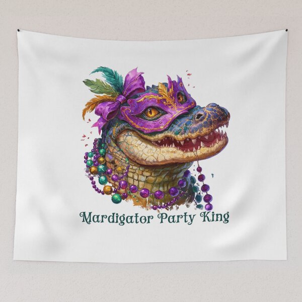 Item preview, Mardigator Party King - Mardi Gras Alligator Masked Artwork designed and sold by Anastasiia Yurevych.