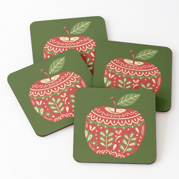 Item preview, Red Apple & Motifs STICKER/MAGNET PACK – Scandinavian Folk Art by heidiannemorris © designed and sold by FOLK ART FUSION by heidiannemorris.