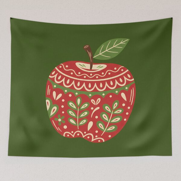 Item preview, Red Apple & Motifs STICKER/MAGNET PACK – Scandinavian Folk Art by heidiannemorris © designed and sold by FOLK ART FUSION by heidiannemorris.
