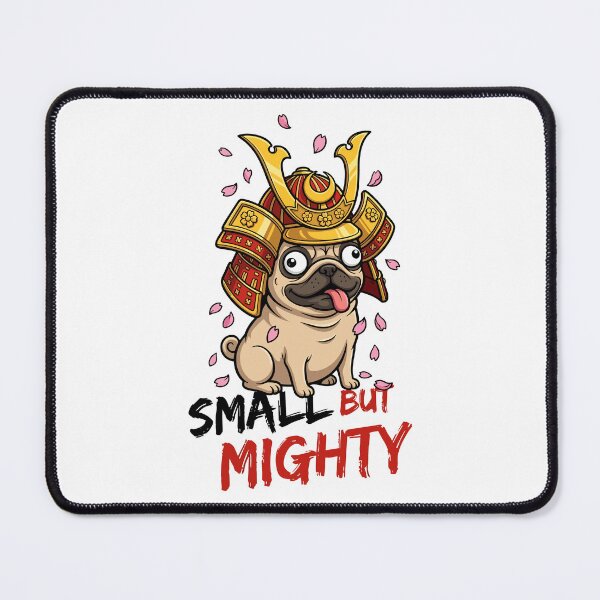 Item preview, Derpy Pug Dog Wearing Samurai Helmet with Cherry Blossoms designed and sold by Tong4130.
