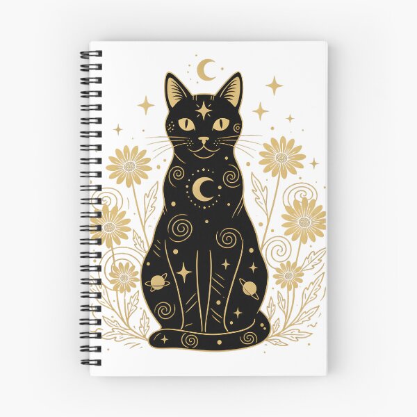Item preview, Celestial Mystic Cat - Gold Floral Moon & Stars Cosmic Feline Art designed and sold by RectifyFashions.
