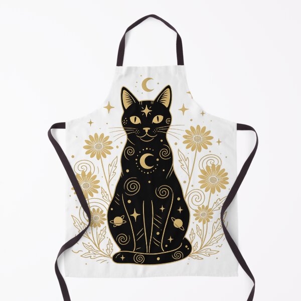 Item preview, Celestial Mystic Cat - Gold Floral Moon & Stars Cosmic Feline Art designed and sold by RectifyFashions.