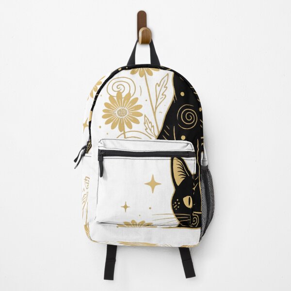 Item preview, Celestial Mystic Cat - Gold Floral Moon & Stars Cosmic Feline Art designed and sold by RectifyFashions.