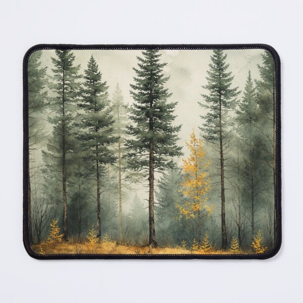 Item preview, Misty Pine Forest Watercolor Art – Calm Nature Illustration for Cozy Home Decor by NegarTv Designs designed and sold by NegarTv Designs.