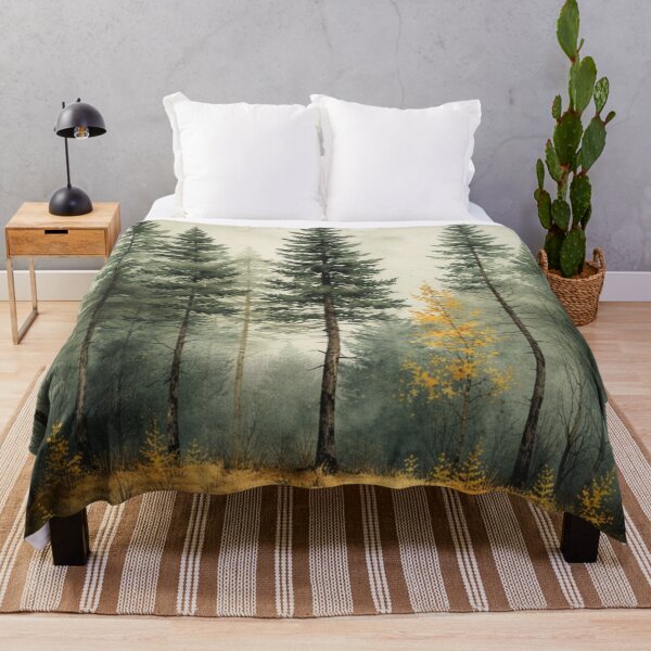Item preview, Misty Pine Forest Watercolor Art – Calm Nature Illustration for Cozy Home Decor by NegarTv Designs designed and sold by NegarTv Designs.