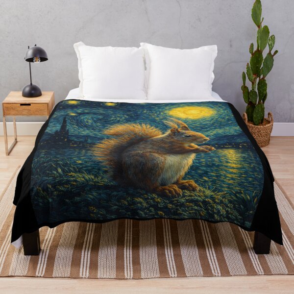 Item preview, Cute Orange Squirrel In Starry Night designed and sold by Starry Night Creative Art.