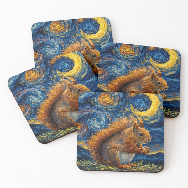 Item preview, Cute Orange Squirrel In Starry Night designed and sold by Starry Night Creative Art.