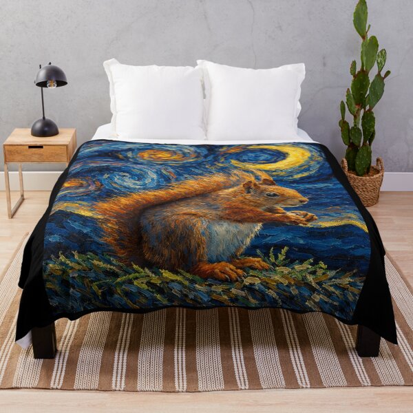 Item preview, Cute Orange Squirrel In Starry Night designed and sold by Starry Night Creative Art.