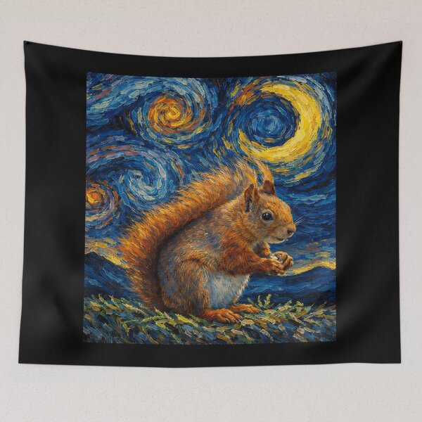 Item preview, Cute Orange Squirrel In Starry Night designed and sold by Starry Night Creative Art.