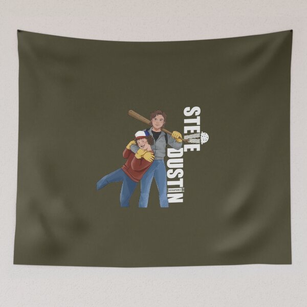 Item preview, Steve Harrington and Dustin Henderson Dynamic Duo Retro Pop Culture Illustration designed and sold by Lineesh Kumar.
