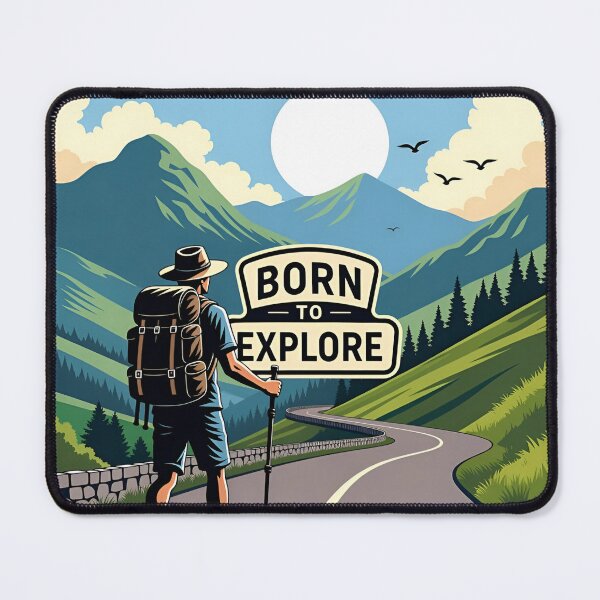Item preview, Born to Explore – Travel Adventure Mountain Illustration designed and sold by FlipFit.