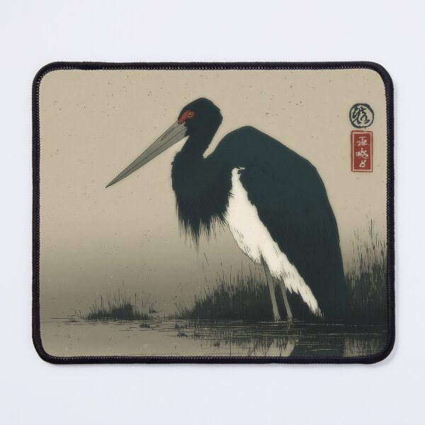 Item preview, Black Stork on the Water's Edge designed and sold by Ukiyo Aviary.