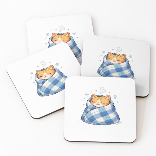 Item preview, Hibernate Mode – Cozy Pixel Cat Wrapped in Blanket Sticker designed and sold by Gurjeetpixelart.