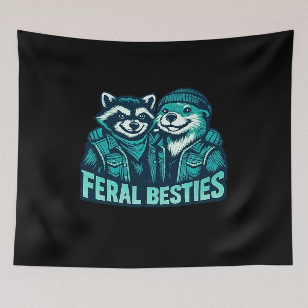 Item preview, Feral Besties – Raccoon & Otter Friendship Streetwear T-Shirt Design designed and sold by DailyDrivesct.