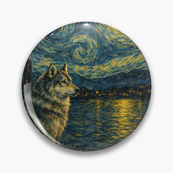 Item preview, Spooky Wolf in starry night designed and sold by Starry Night Creative Art.