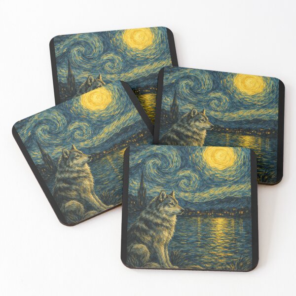 Item preview, Spooky Wolf in starry night designed and sold by Starry Night Creative Art.