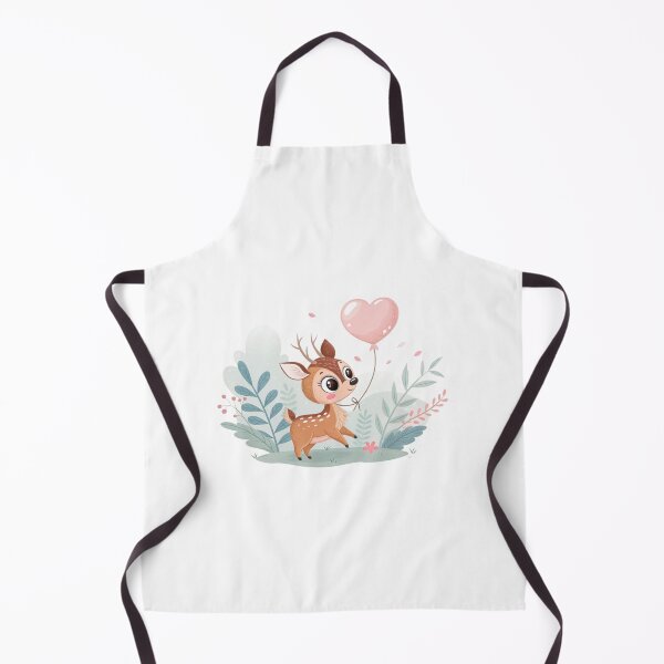 Item preview, a very cute deer floating with a heart-shaped balloon, woodland animal valentine isolated on a transparent background  designed and sold by elkuni.