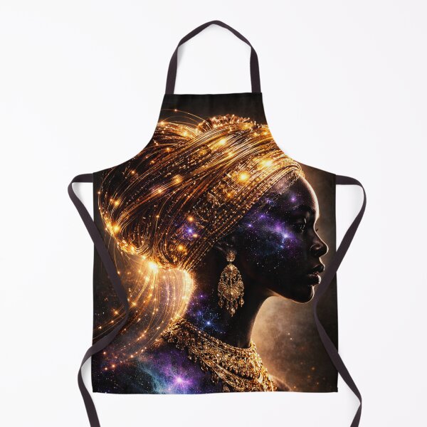 Item preview, Gilded Cyber Queen – Afrofuturistic Galaxy Silhouette designed and sold by DigitalDropArts .