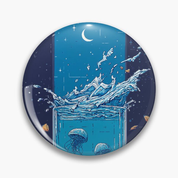 Item preview, Dreamlike Ocean Fantasy Artwork Featuring Jellyfish, Splash Motion, and Celestial Moon for Modern Decor designed and sold by KrintoryTees.
