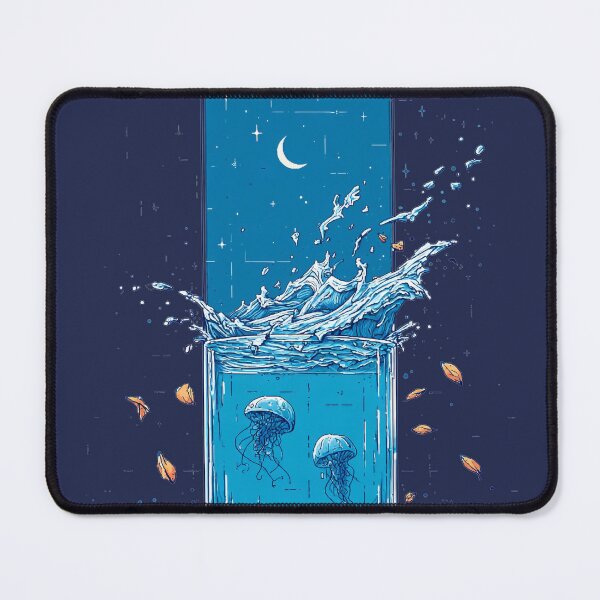 Item preview, Dreamlike Ocean Fantasy Artwork Featuring Jellyfish, Splash Motion, and Celestial Moon for Modern Decor designed and sold by KrintoryTees.